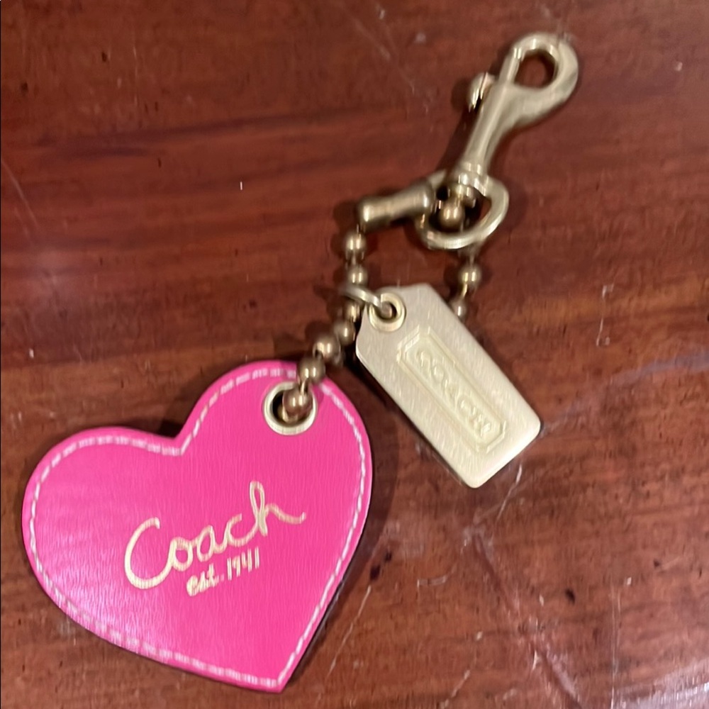 Coach Pink extra large Heart Keychain